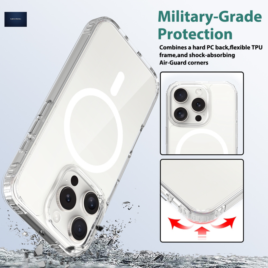 NEXRON Crystal Clear Anti-Yellow Case for iPhone 15 Pro Max