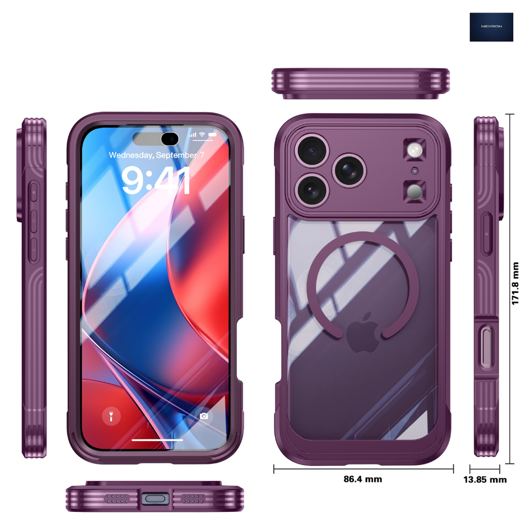 NEXRON 360 UltraGuard Case with Built-In Screen Protector for iPhone 18 Pro Max(Red)