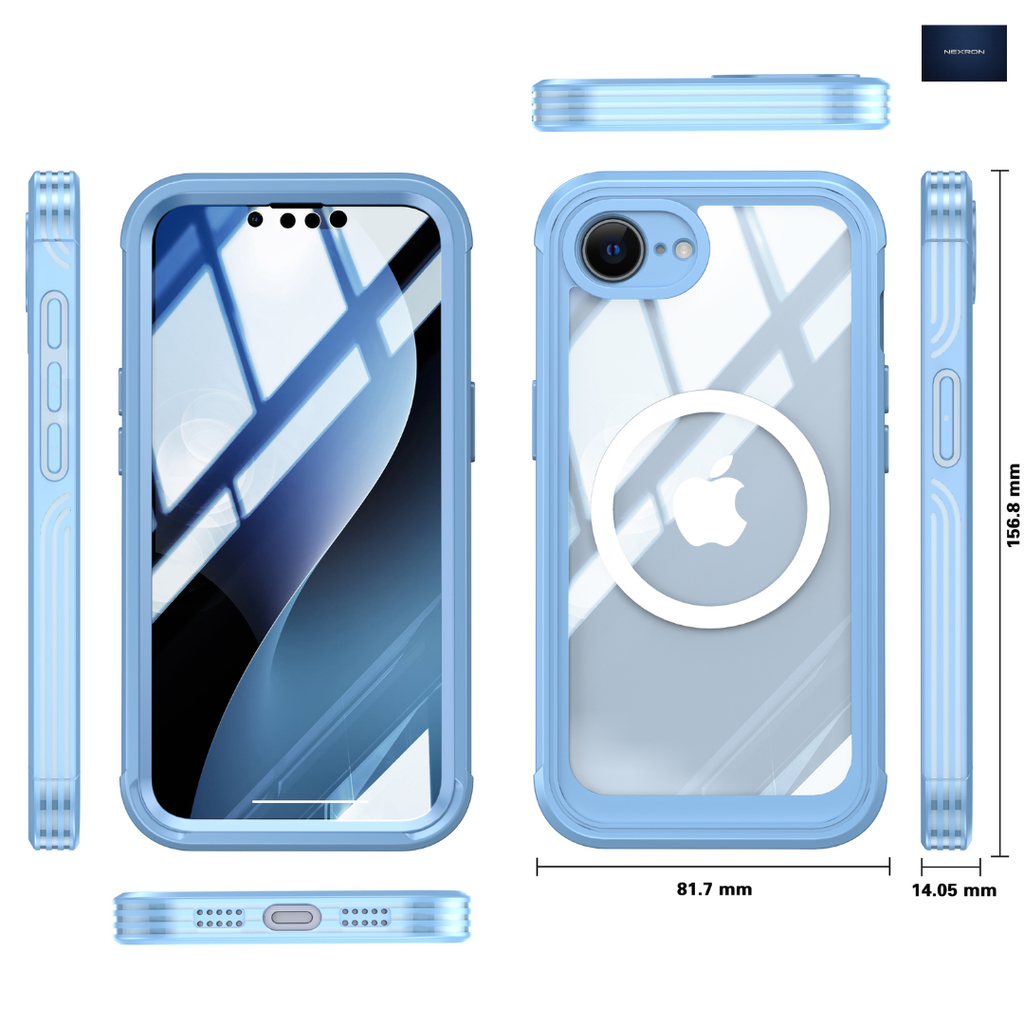 NEXRON 360 UltraGuard Case with Built-In Screen Protector for iPhone 17E(Blue)