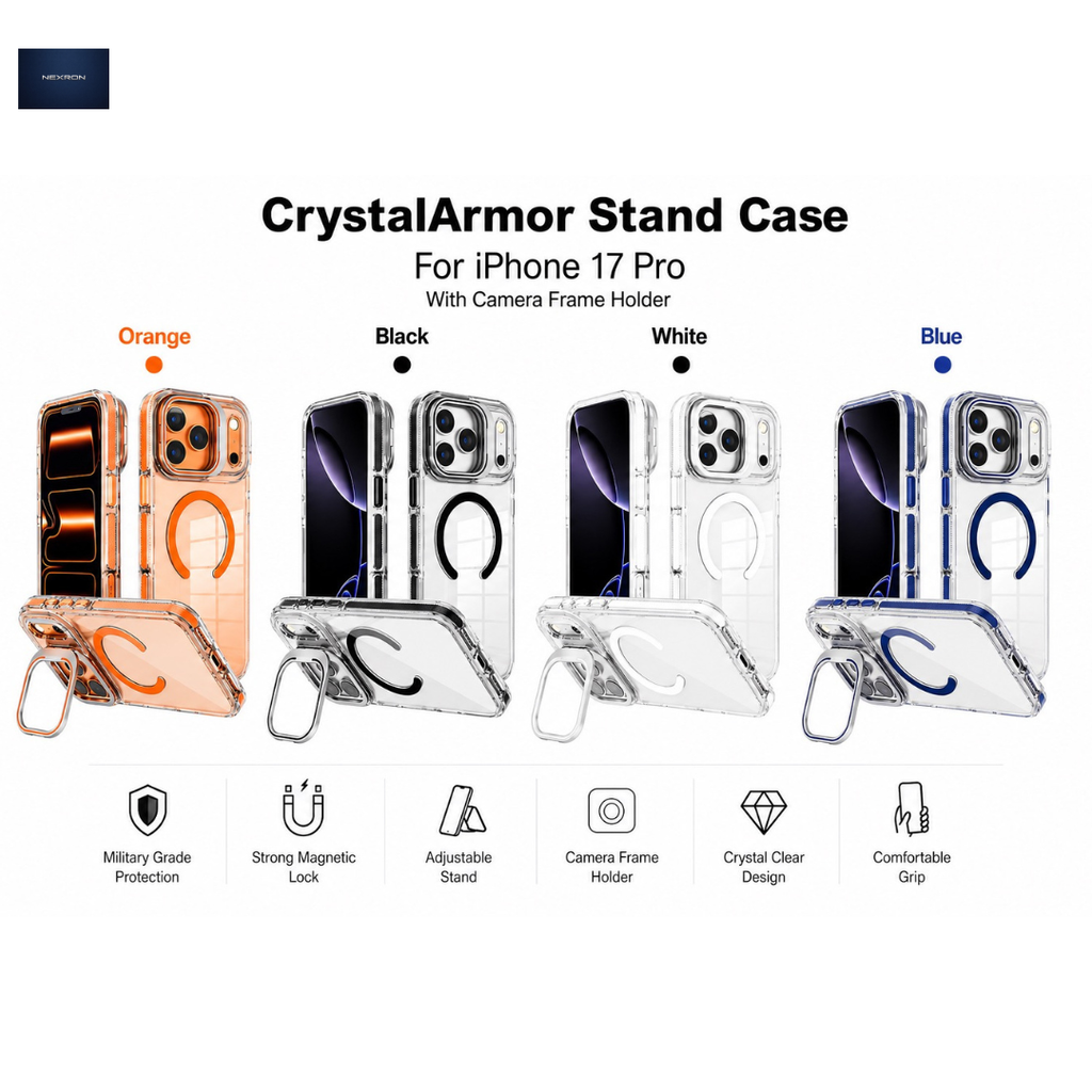 NEXRON CrystalArmor Stand Case for iPhone 17 Pro