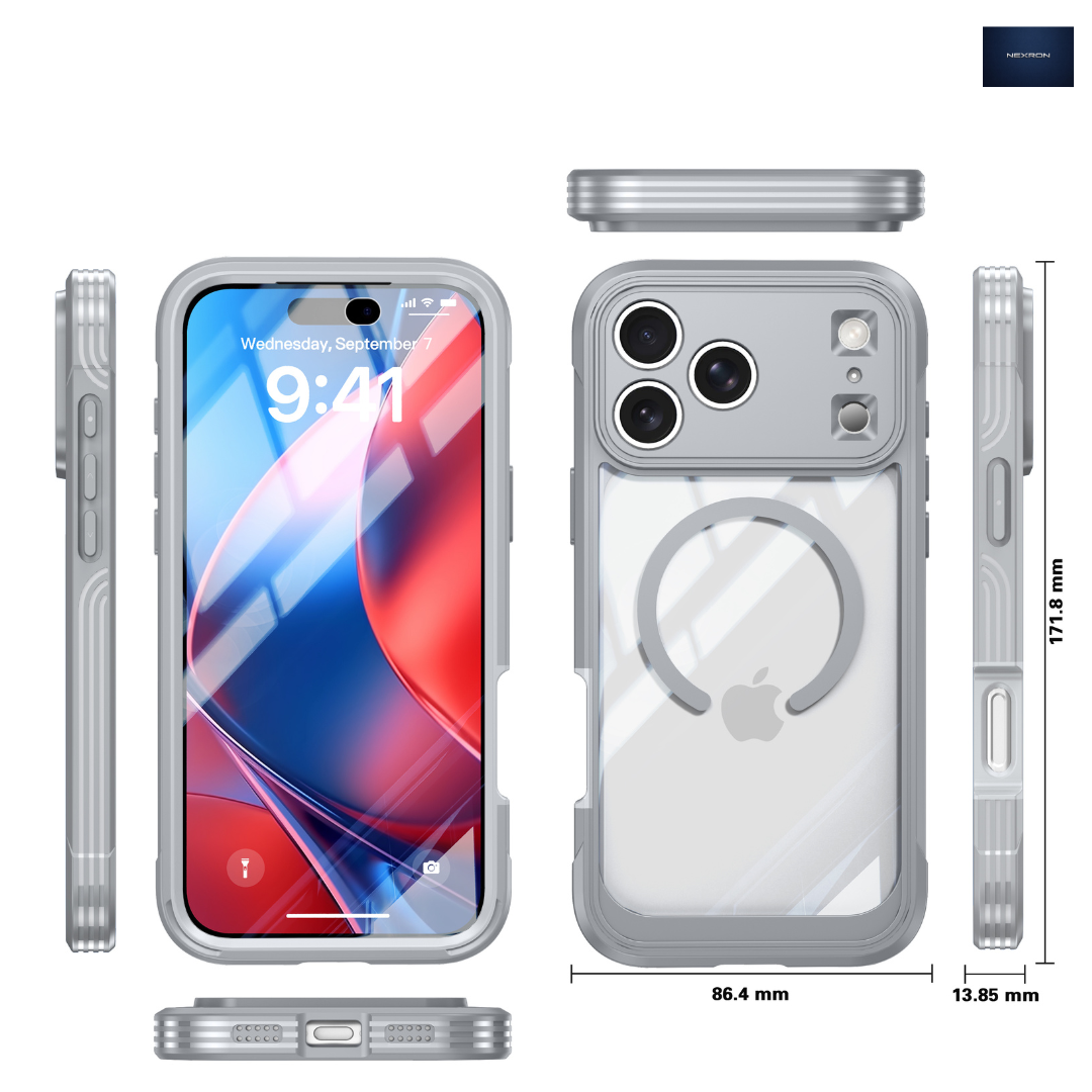 NEXRON 360 UltraGuard Case with Built-In Screen Protector for iPhone 18 Pro(Silver)