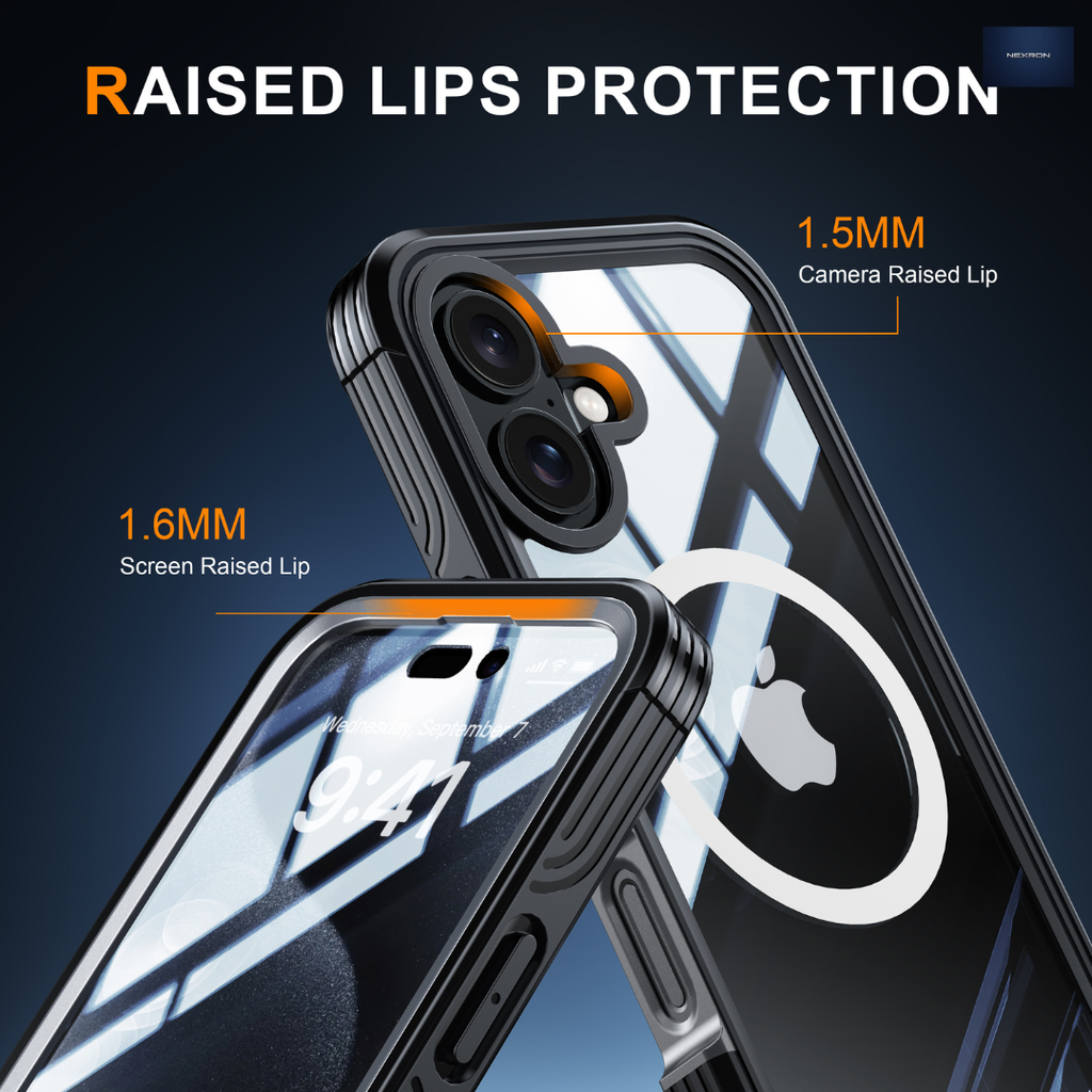 NEXRON 360 UltraGuard Case with Built-In Screen Protector for iPhone 16 Plus(Black)