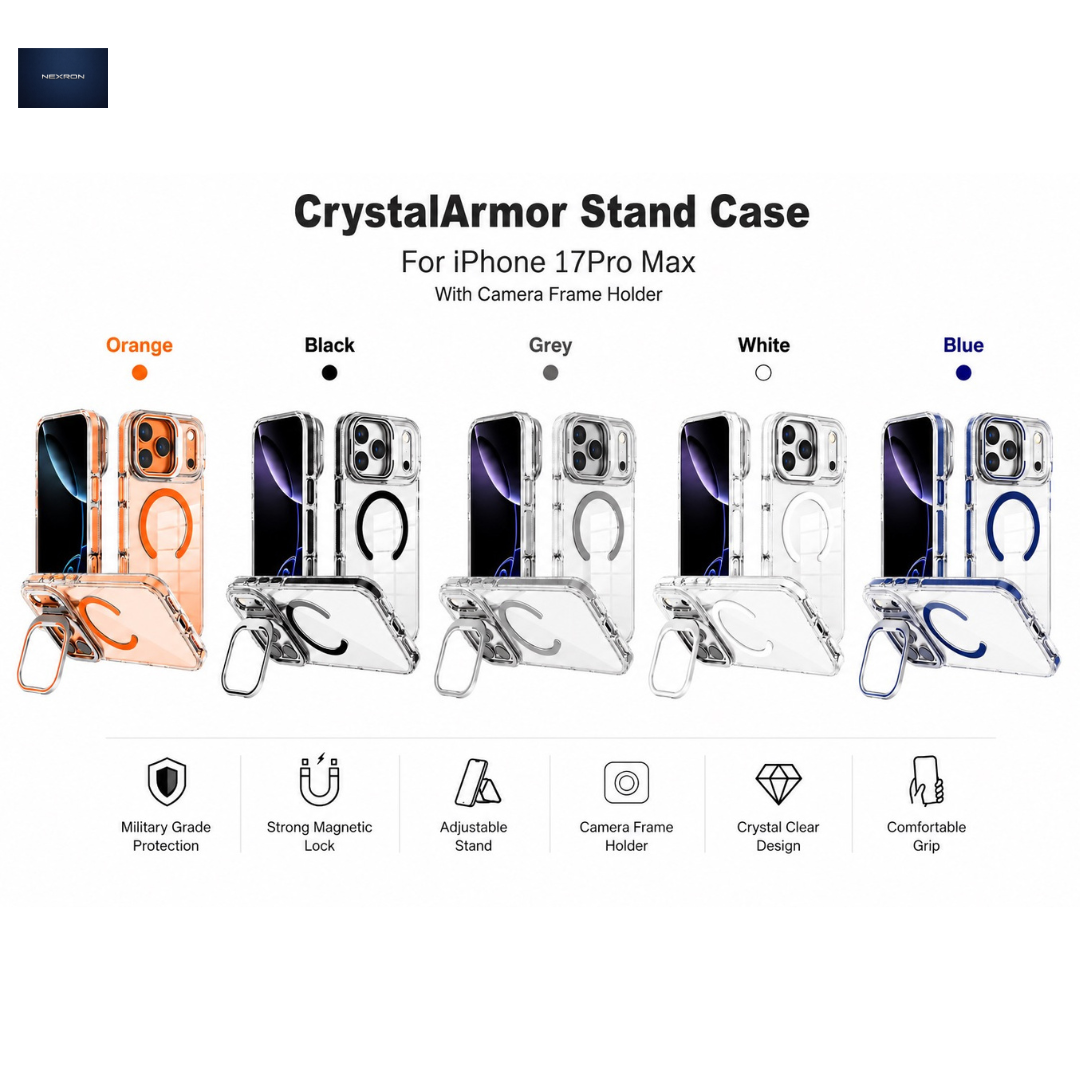 NEXRON CrystalArmor Stand Case for iPhone 17 Pro Max