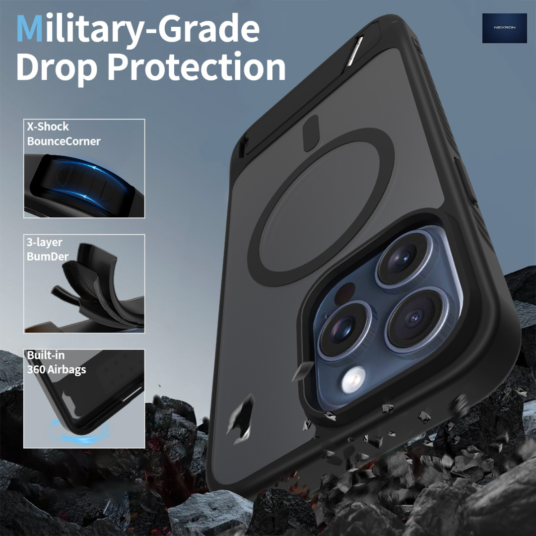 NEXRON StandMag Armor Case for iPhone 15 Pro