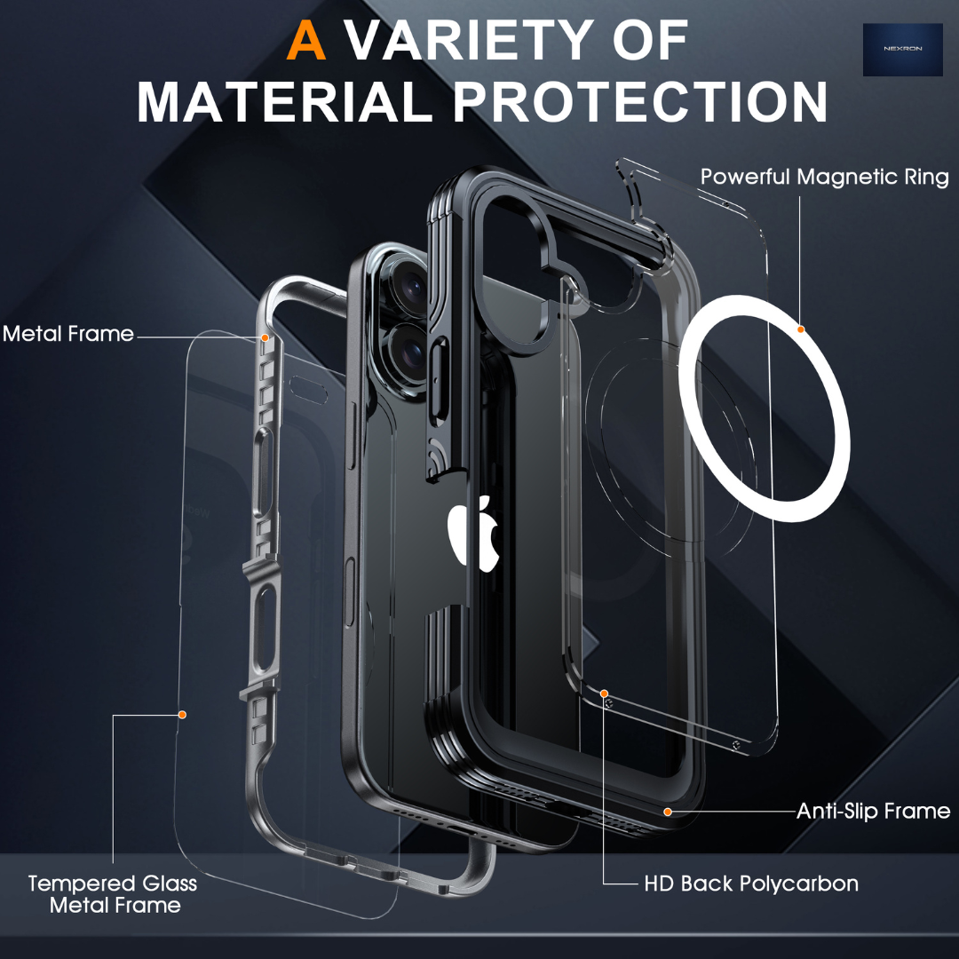 NEXRON 360 UltraGuard Case with Built-In Screen Protector for iPhone 16 Plus(Black)