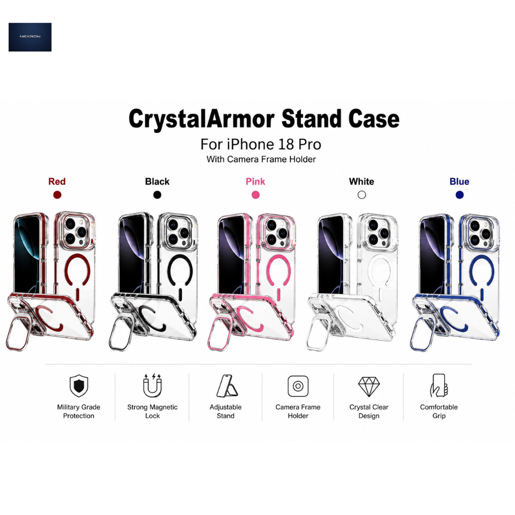 NEXRON CrystalArmor Stand Case for iPhone 18 Pro