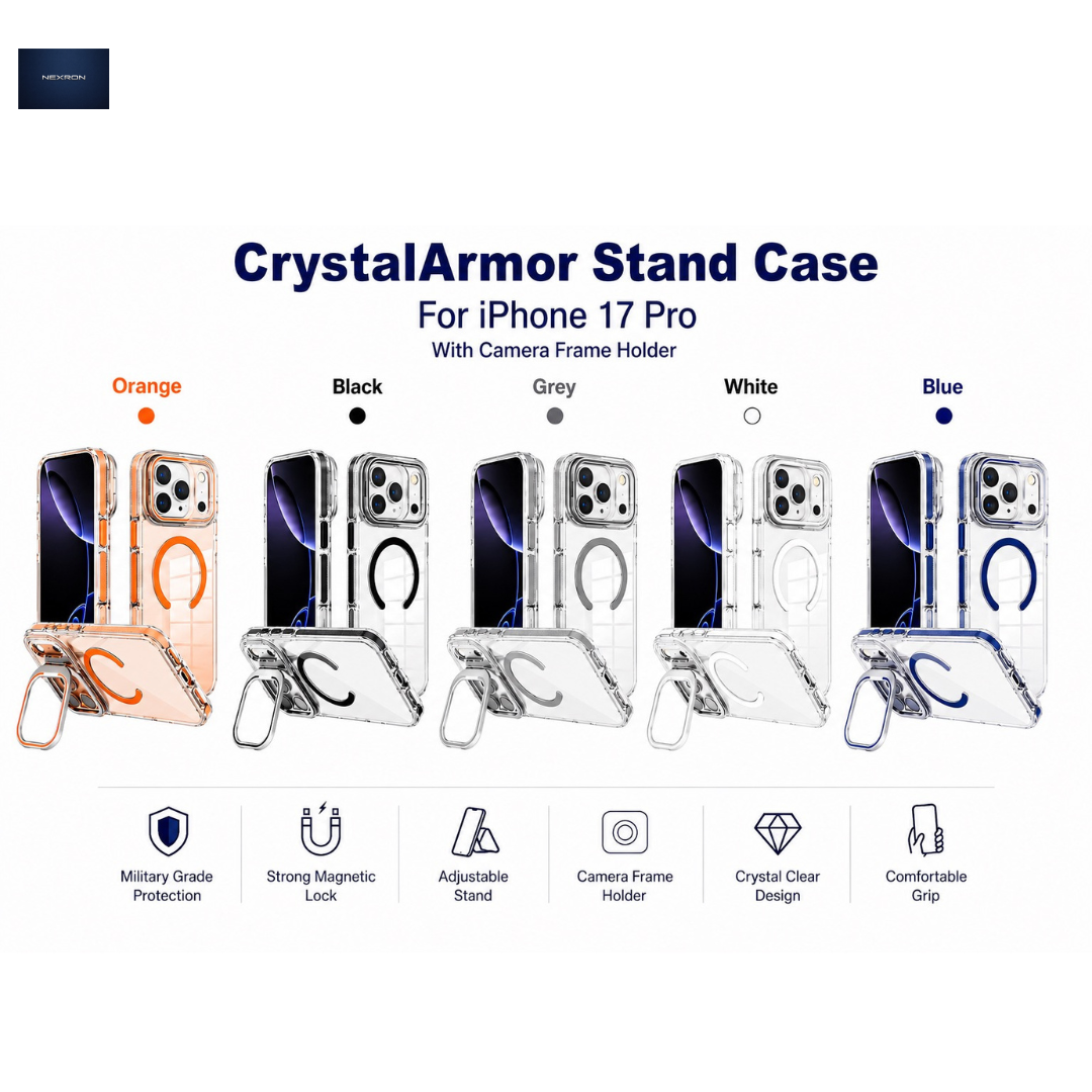 NEXRON CrystalArmor Stand Case for iPhone 17 Pro