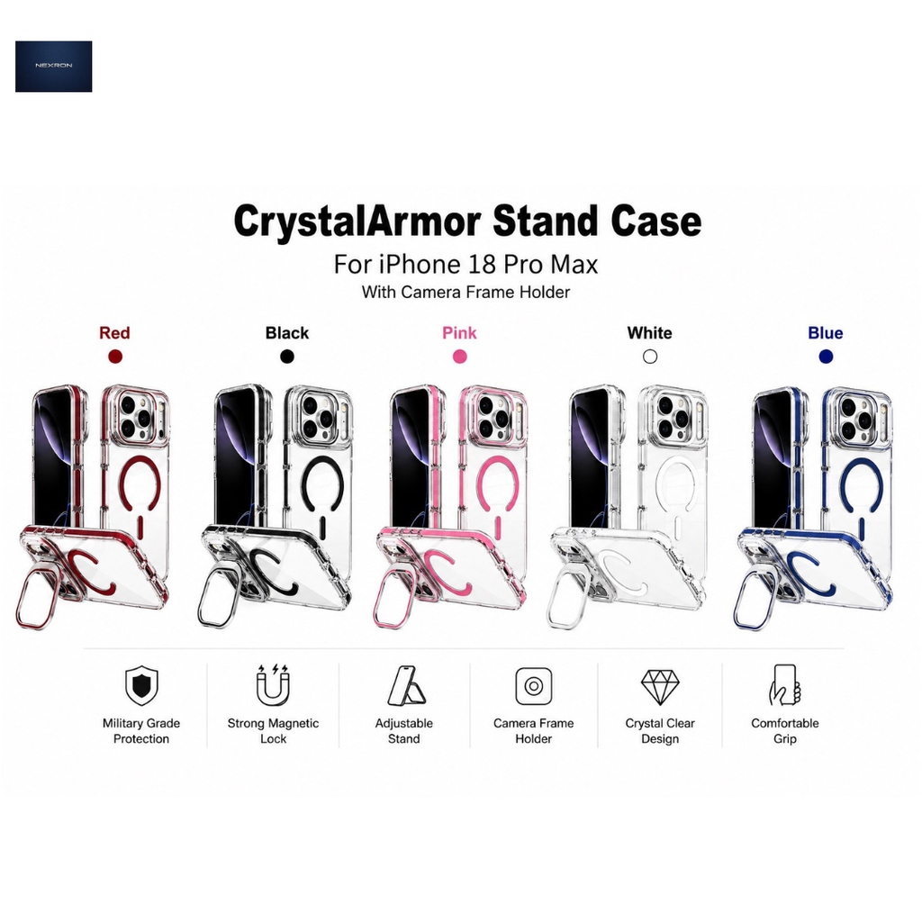 NEXRON CrystalArmor Stand Case for iPhone 18 Pro Max