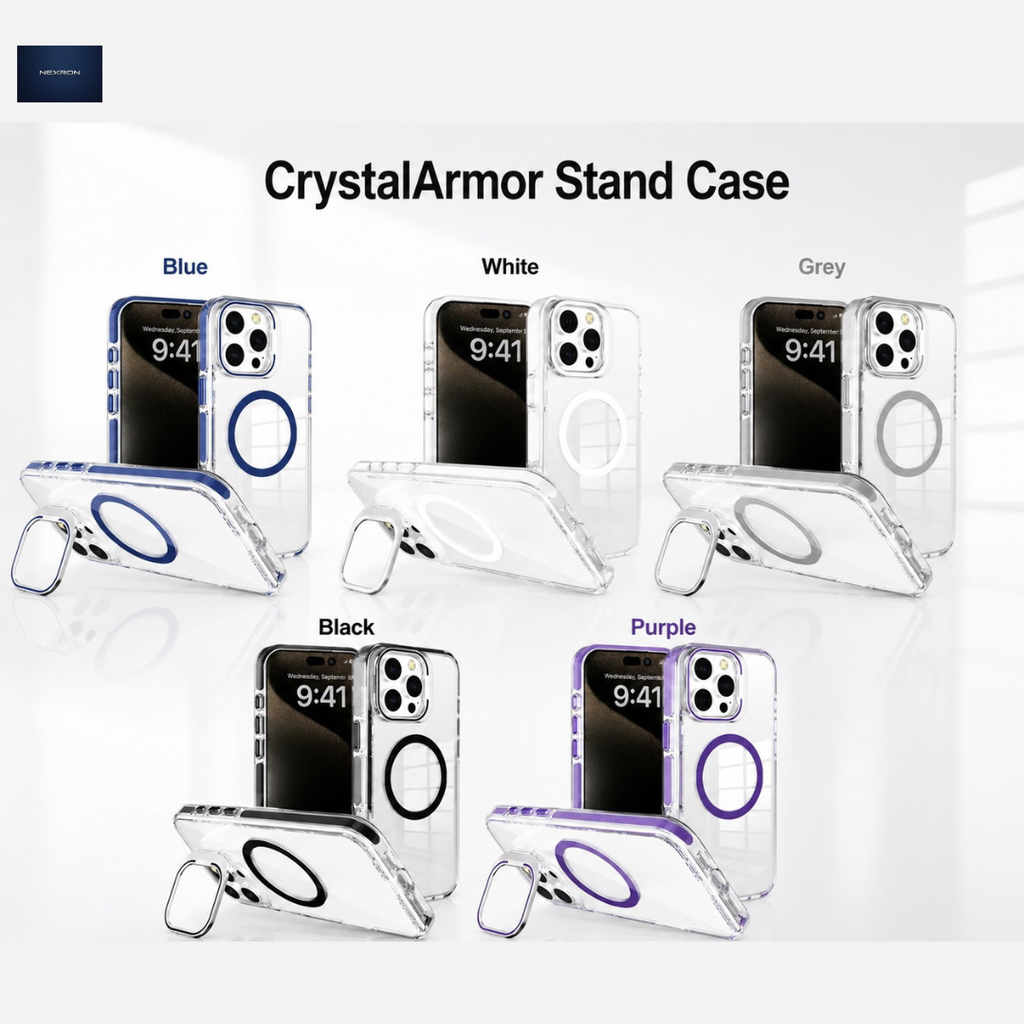 NEXRON CrystalArmor Stand Case for iPhone 17