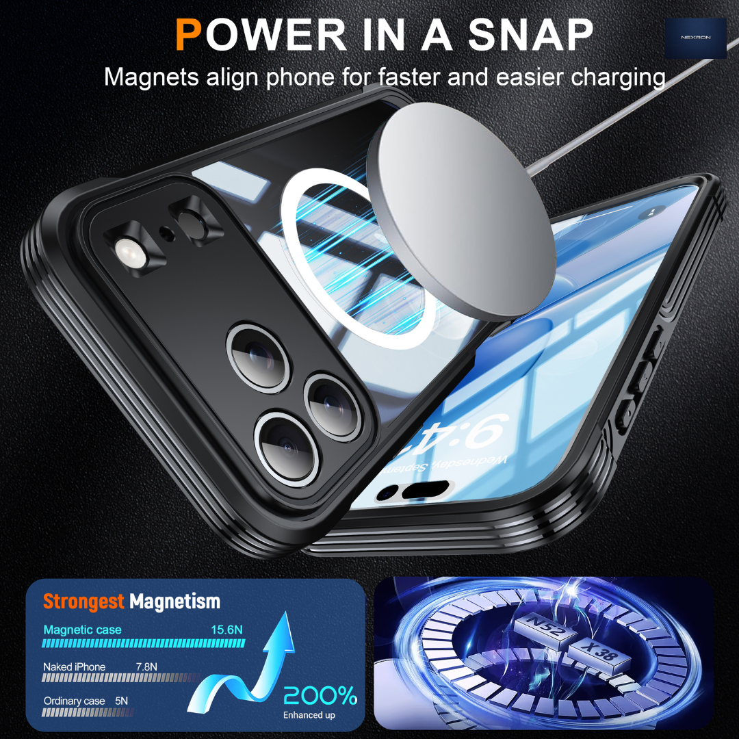 NEXRON 360 UltraGuard Case with Built-In Screen Protector for iPhone 18 Pro(Black)