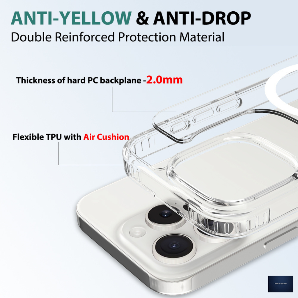 NEXRON Crystal Clear Anti-Yellow Case for iPhone 16 Pro