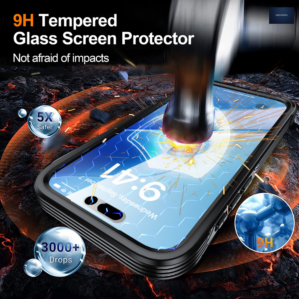 NEXRON 360 UltraGuard Case with Built-In Screen Protector for iPhone 14(Black)