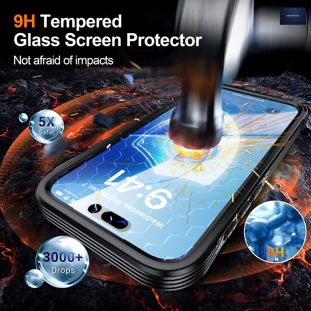 NEXRON 360 UltraGuard Case with Built-In Screen Protector for iPhone 14(Black)