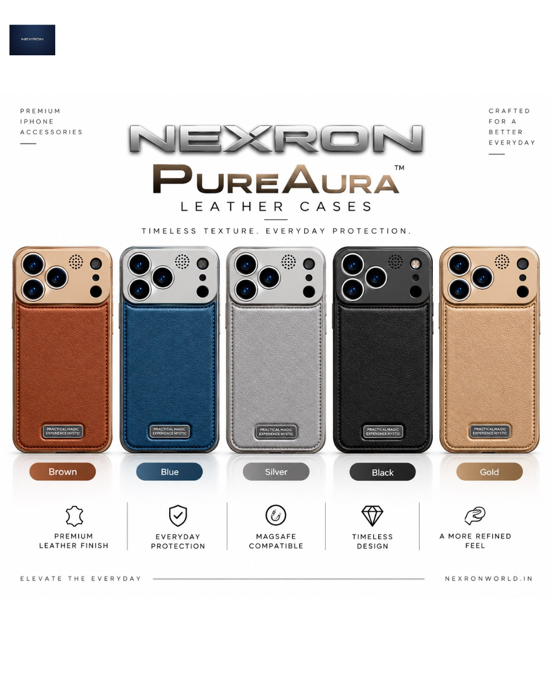 NEXRON PureAura Leather Case for iPhone 18 Pro