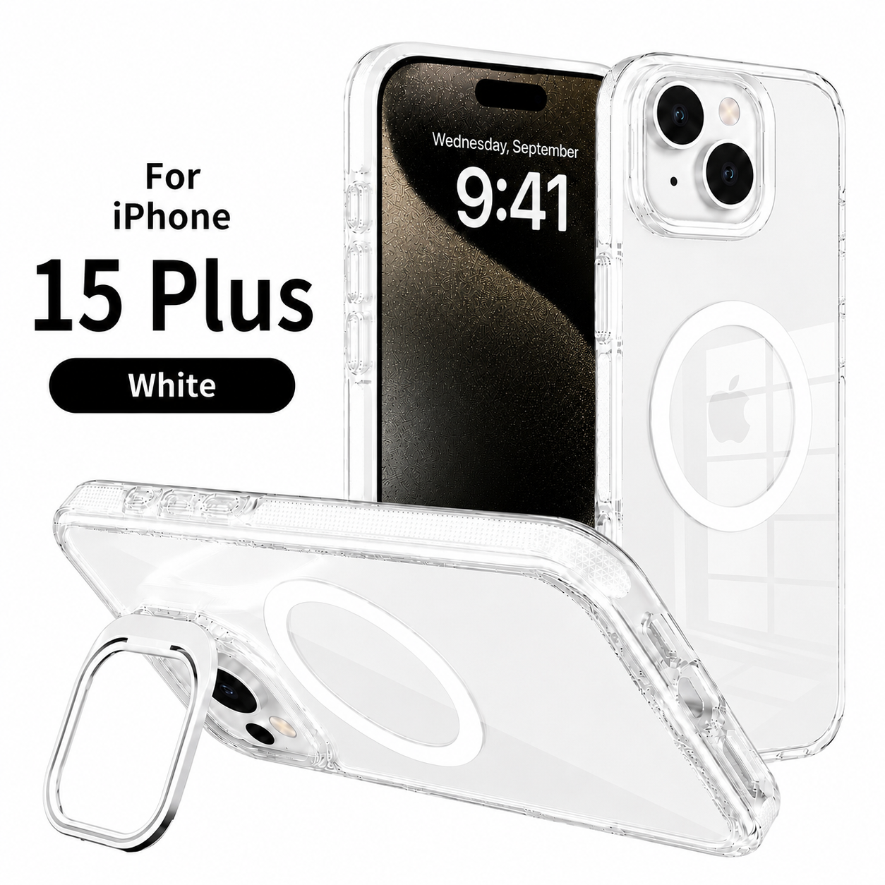NEXRON CrystalArmor Stand Case for iPhone 15 Plus