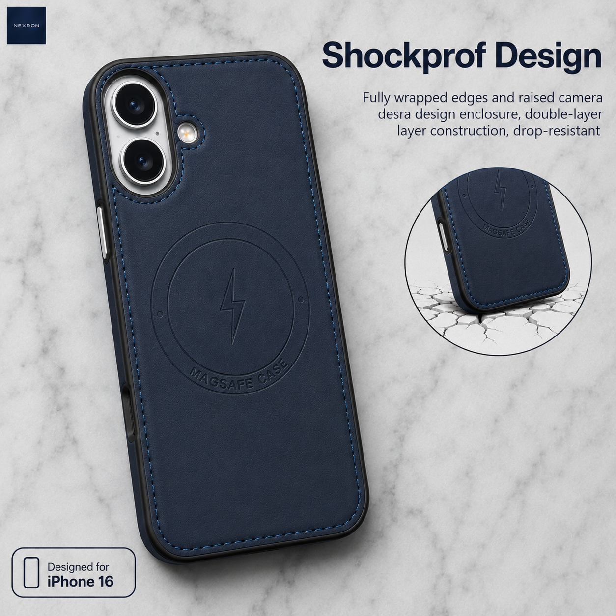 NEXRON Arc Leather Case for iPhone 16