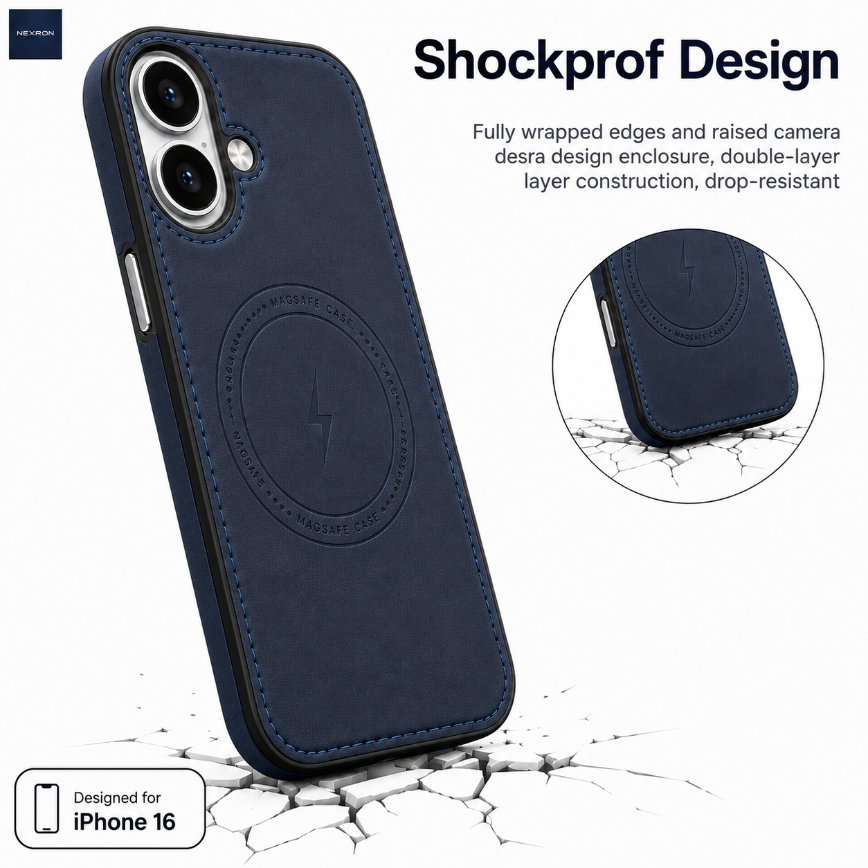 NEXRON Arc Leather Case for iPhone 16