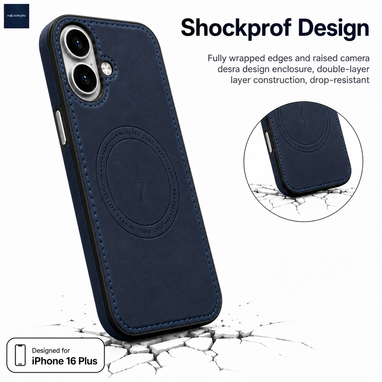 NEXRON Arc Leather Case for iPhone 16 Plus