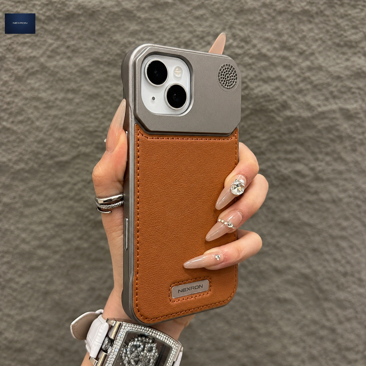 NEXRON PureAura Leather Case for iPhone 15