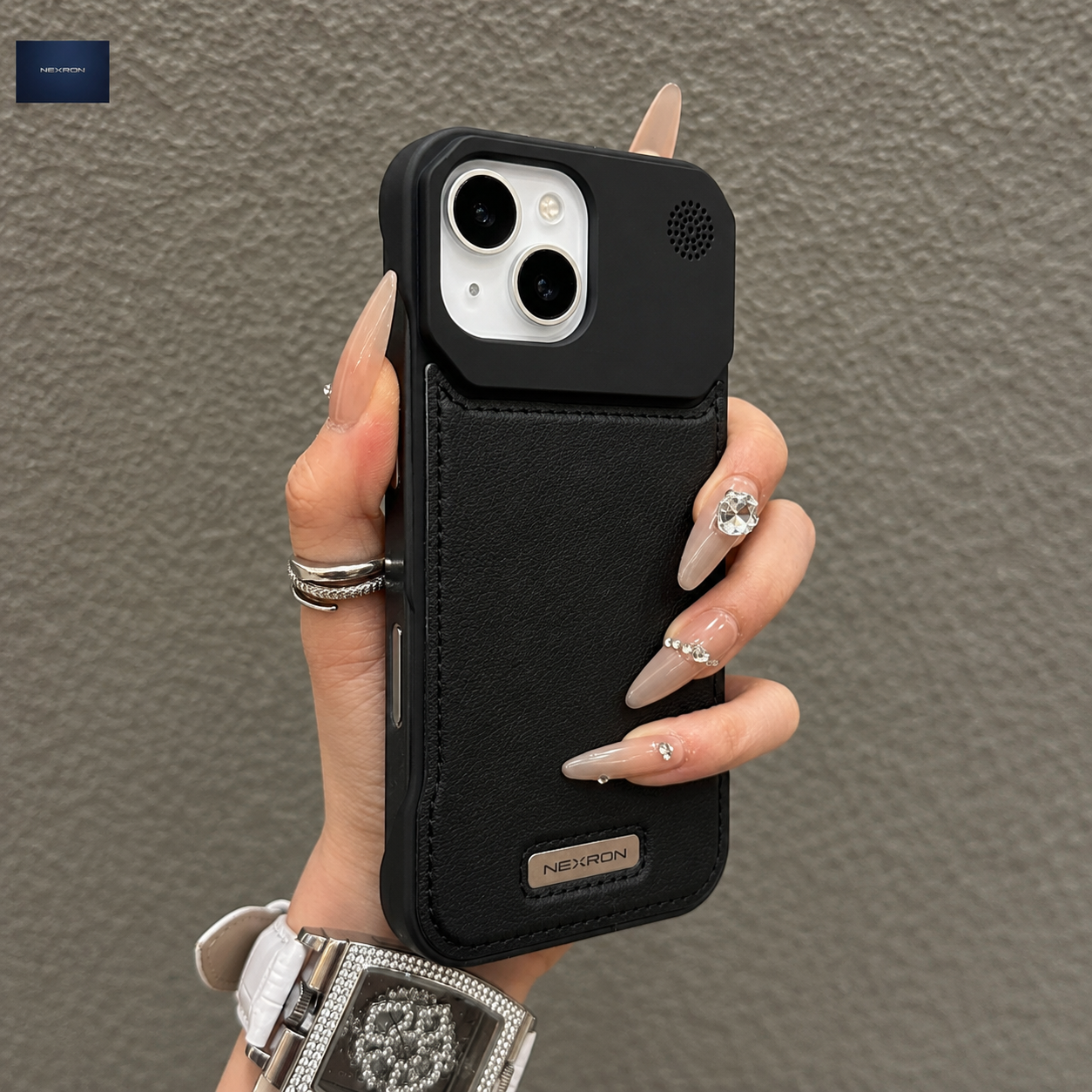 NEXRON PureAura Leather Case for iPhone 15