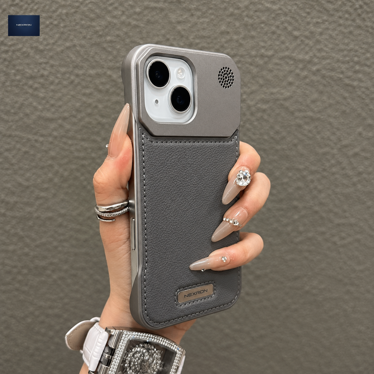 NEXRON PureAura Leather Case for iPhone 15