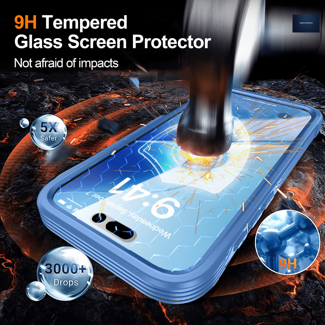 NEXRON 360 UltraGuard Case with Built-In Screen Protector for iPhone 16 Plus(Blue) - NexRon