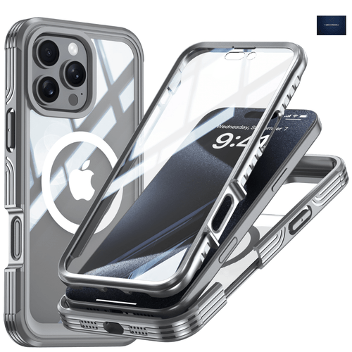 NEXRON 360 UltraGuard Case with Built-In Screen Protector for iPhone 16 Pro(Grey) - NexRon