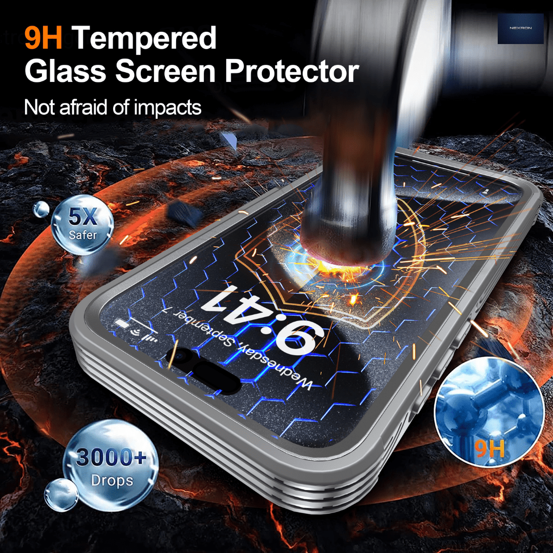 NEXRON 360 UltraGuard Case with Built-In Screen Protector for iPhone 16 Pro(Grey) - NexRon