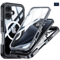 NEXRON 360 UltraGuard Case with Built-In Screen Protector for iPhone 16(Black) - NexRon