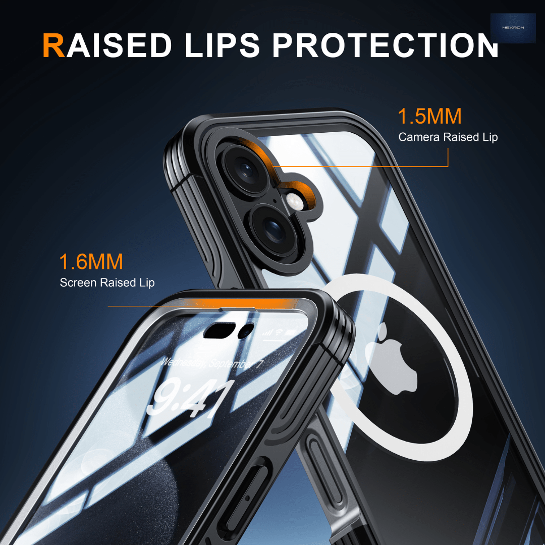 NEXRON 360 UltraGuard Case with Built-In Screen Protector for iPhone 16(Black) - NexRon