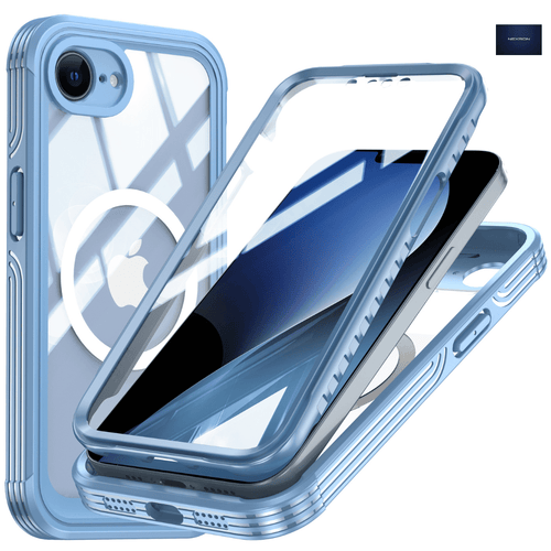 NEXRON 360 UltraGuard Case with Built-In Screen Protector for iPhone 16E(Blue) - NexRon