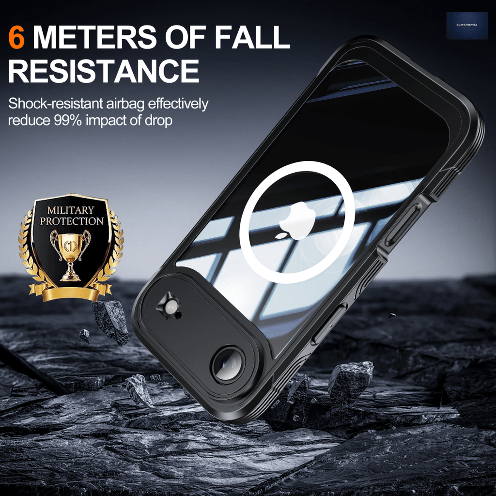 NEXRON 360 UltraGuard Case with Built-In Screen Protector for iPhone 17 Air(Black) - NexRon