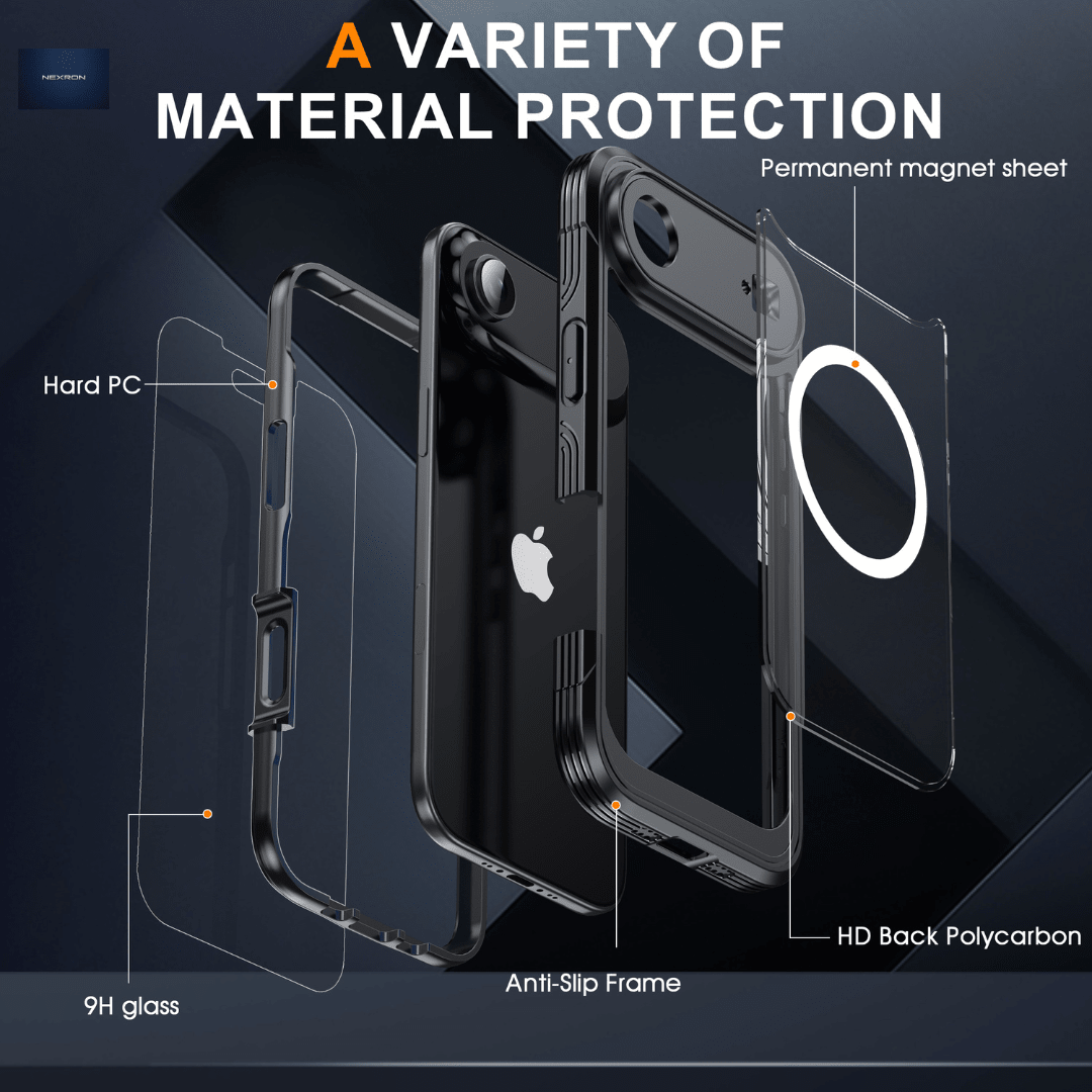 NEXRON 360 UltraGuard Case with Built-In Screen Protector for iPhone 17 Air(Black) - NexRon