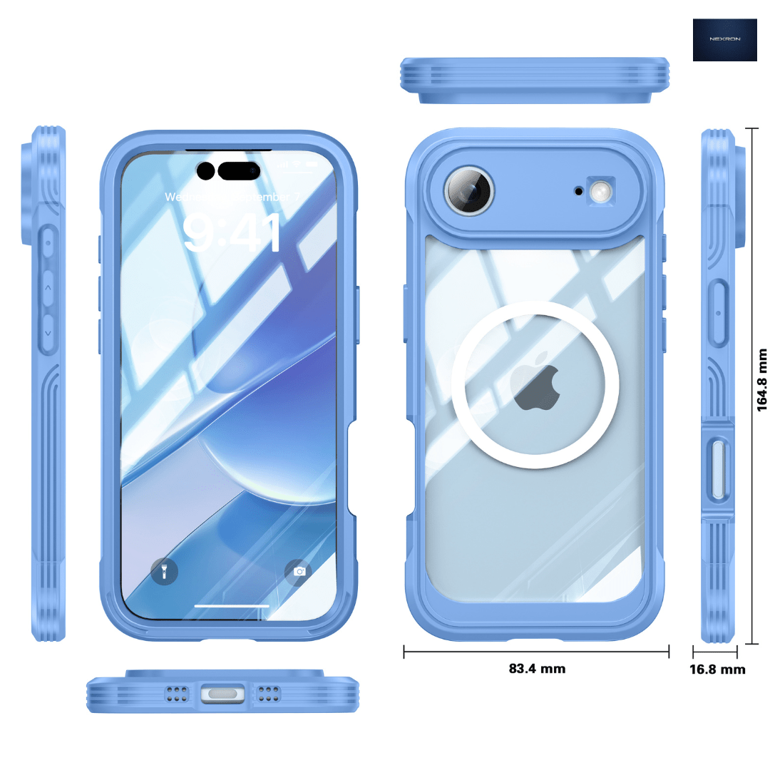 NEXRON 360 UltraGuard Case with Built-In Screen Protector for iPhone 17 Air(Blue) - NexRon