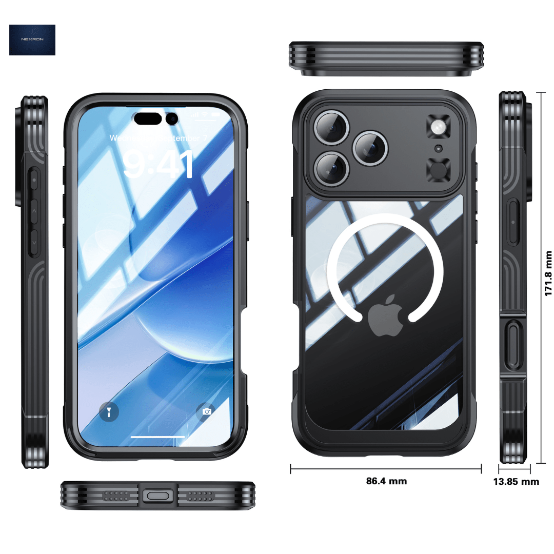 NEXRON 360 UltraGuard Case with Built-In Screen Protector for iPhone 17 Pro Max(Black) - NexRon