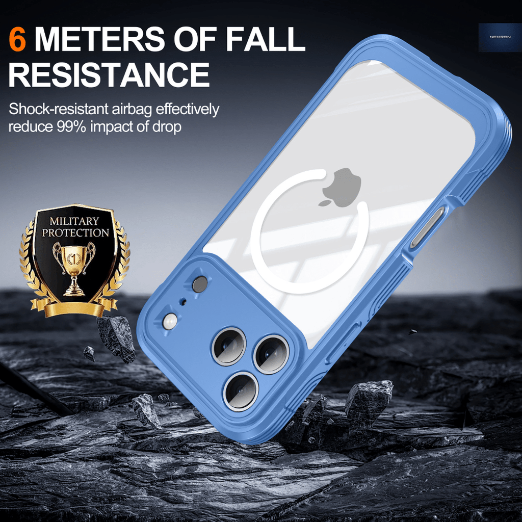 NEXRON 360 UltraGuard Case with Built-In Screen Protector for iPhone 17 Pro Max(Blue) - NexRon