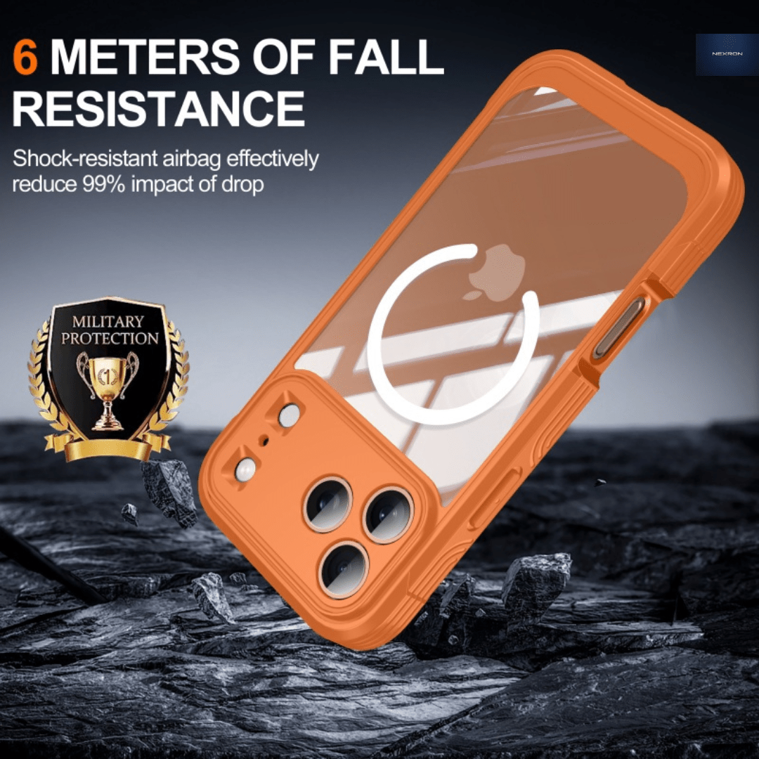 NEXRON 360 UltraGuard Case with Built-In Screen Protector for iPhone 17 Pro Max(Orange) - NexRon