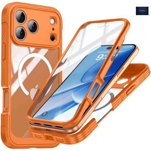 NEXRON 360 UltraGuard Case with Built-In Screen Protector for iPhone 17 Pro Max(Orange) - NexRon