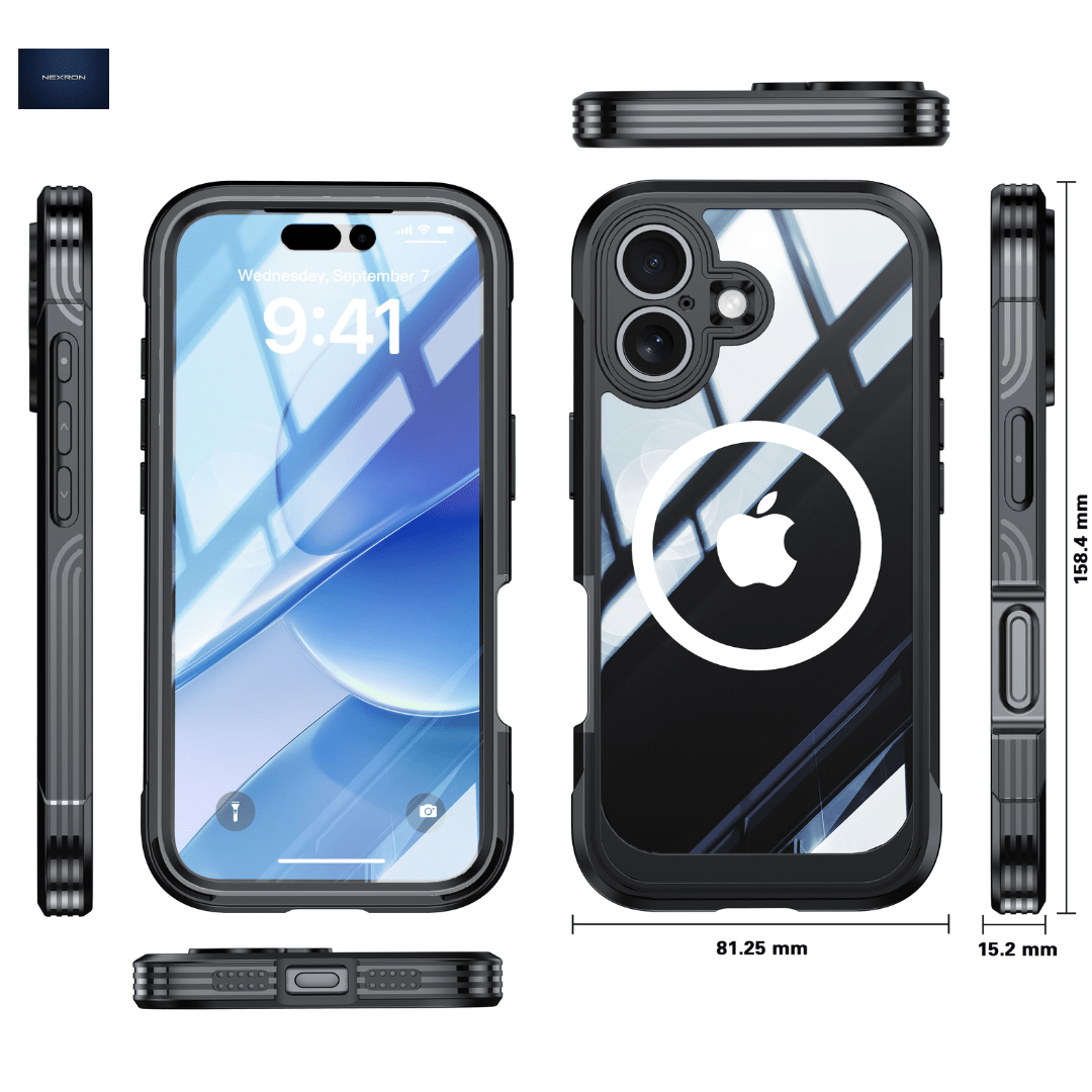 NEXRON 360 UltraGuard Case with Built-In Screen Protector for iPhone 17(Black) - NexRon