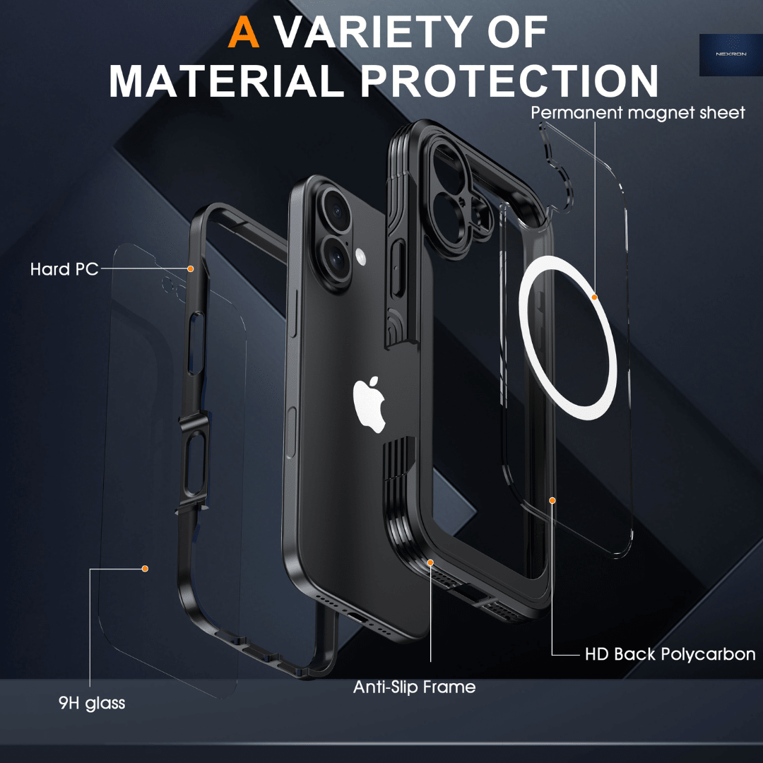 NEXRON 360 UltraGuard Case with Built-In Screen Protector for iPhone 17(Black) - NexRon