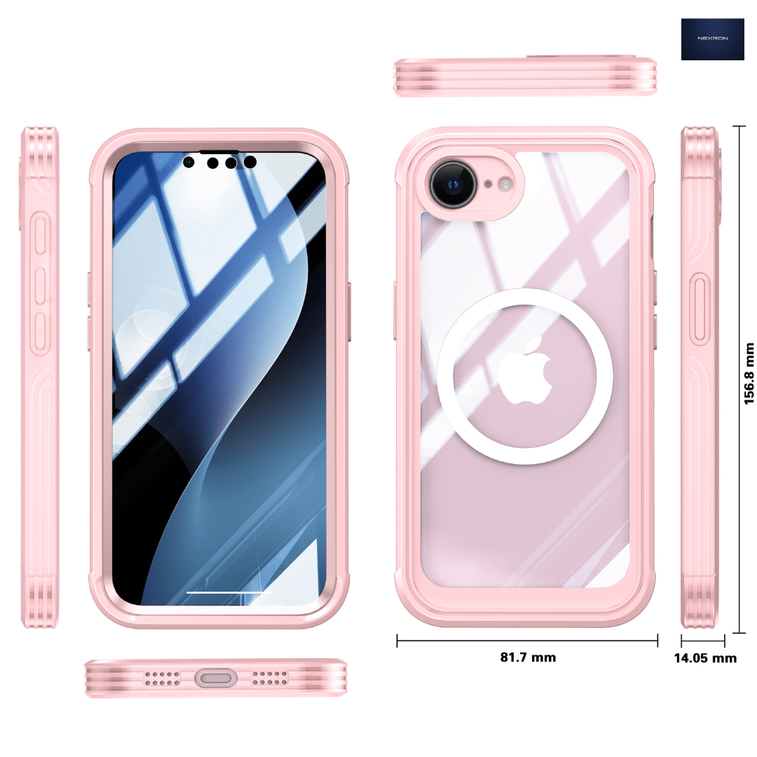 NEXRON 360 UltraGuard Case with Built-In Screen Protector for iPhone 17E(Pink) - NexRon