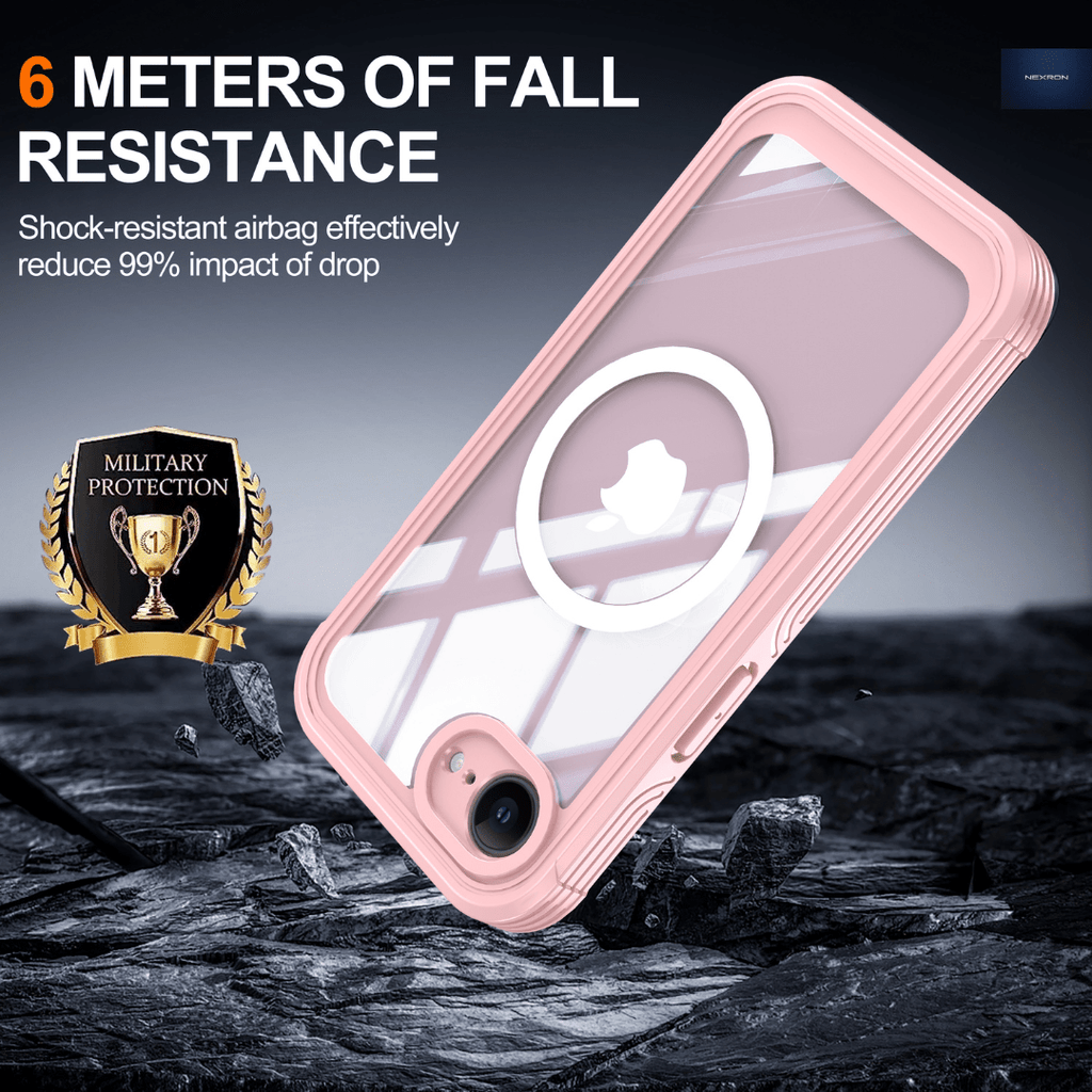 NEXRON 360 UltraGuard Case with Built-In Screen Protector for iPhone 17E(Pink) - NexRon