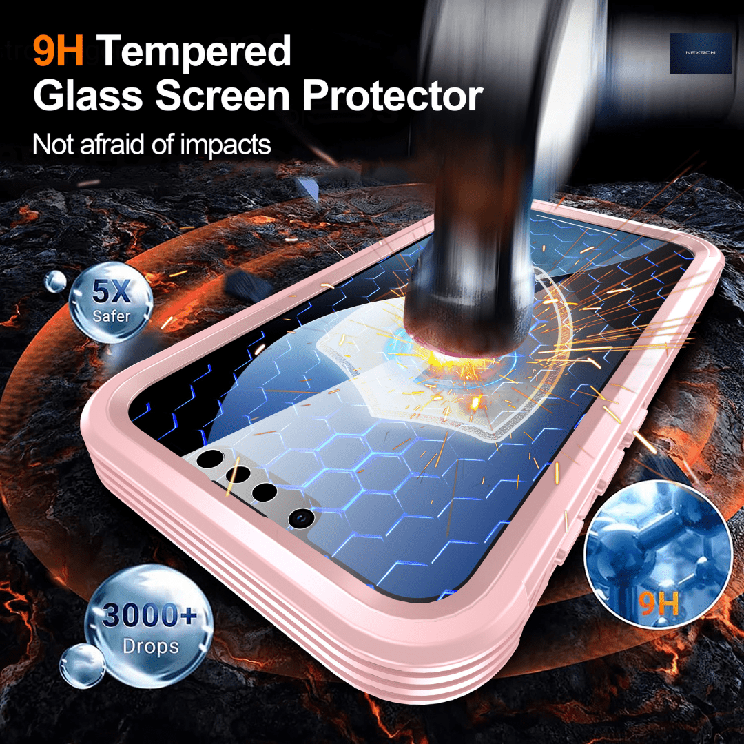 NEXRON 360 UltraGuard Case with Built-In Screen Protector for iPhone 17E(Pink) - NexRon