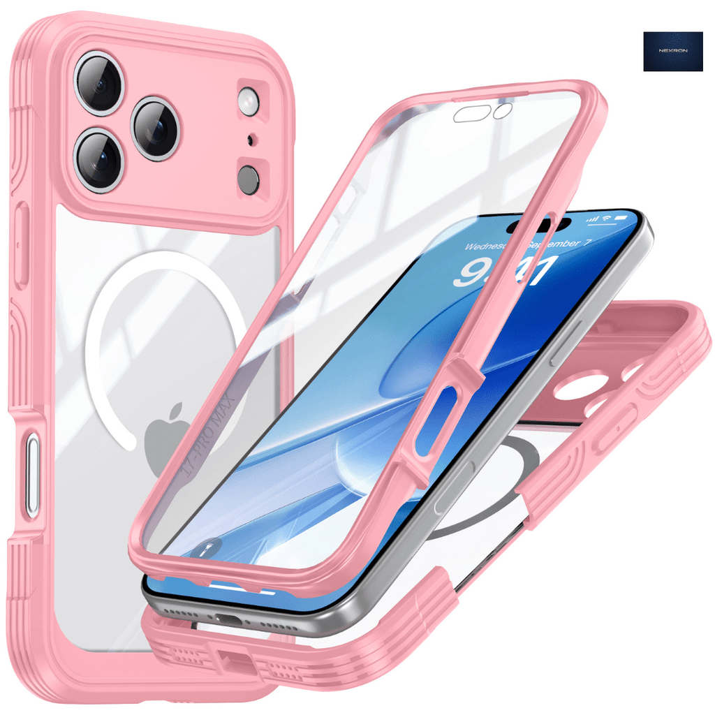 NEXRON 360 UltraGuard Case with Built-In Screen Protector for iPhone 18 Pro Max(Pink) - NexRon