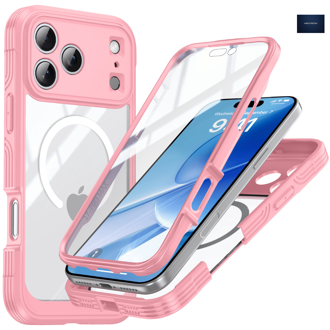 NEXRON 360 UltraGuard Case with Built-In Screen Protector for iPhone 18 Pro Max(Pink) - NexRon