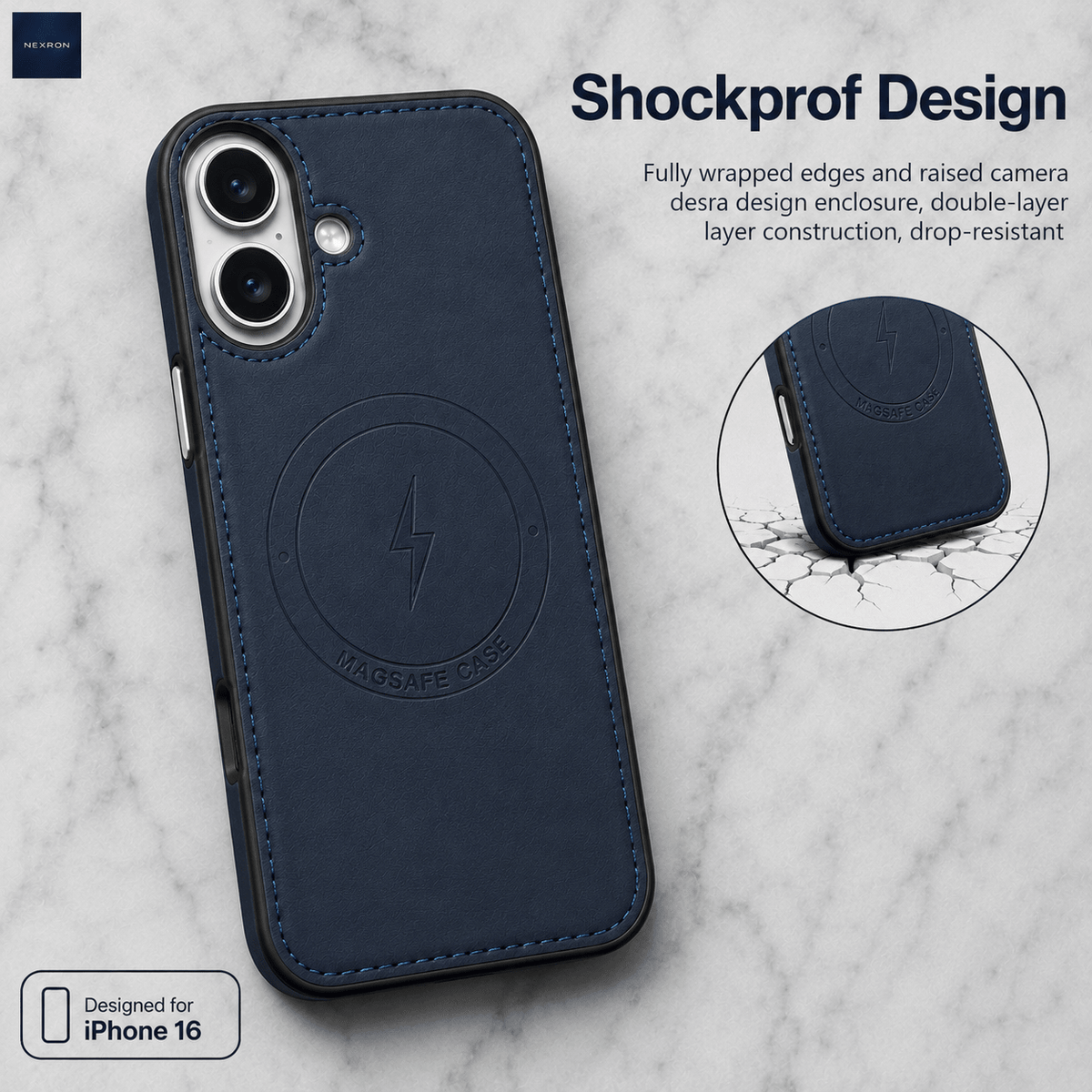 NEXRON Arc Leather Case for iPhone 16 - NexRon