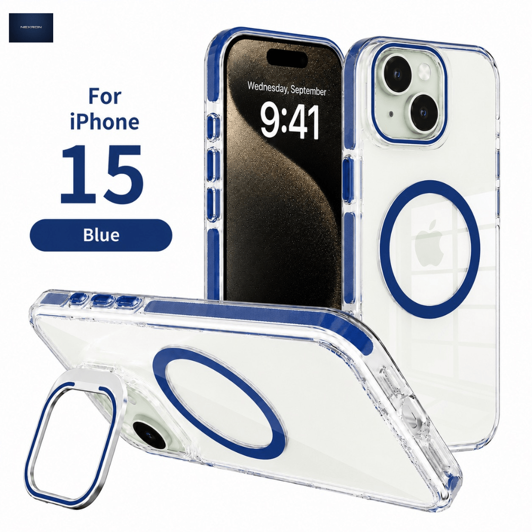 NEXRON CrystalArmor Stand Case for iPhone 15 - NexRon
