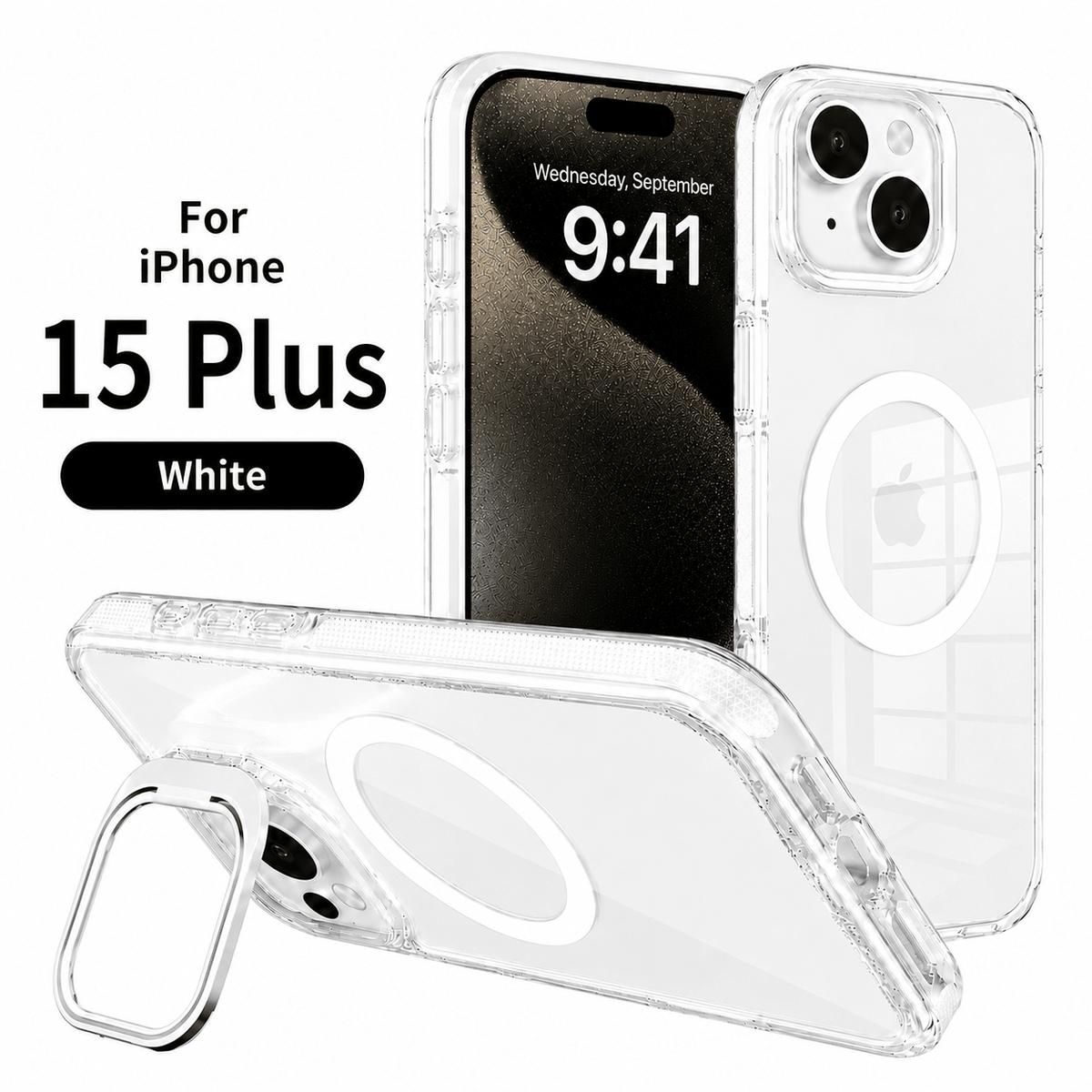 NEXRON CrystalArmor Stand Case for iPhone 15 Plus - NexRon