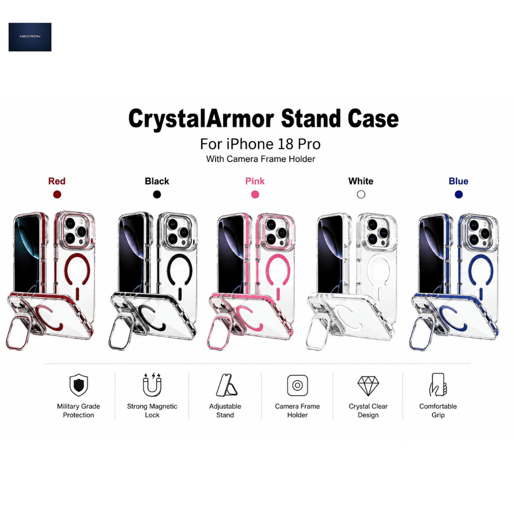 NEXRON CrystalArmor Stand Case for iPhone 18 Pro - NexRon