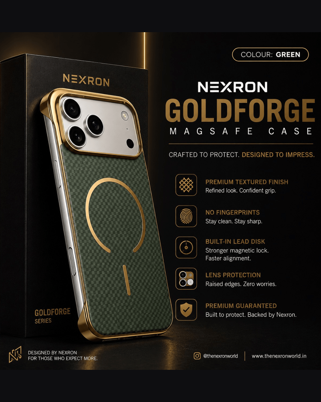 NEXRON GoldForge MagSafe Case for iPhone 17 Pro Max - NexRon